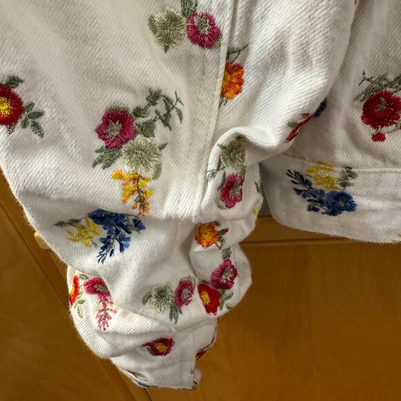 Alice + Olivia Off White Multi Renee Embroidered Cropped Denim Jacket Size S - Picture 6 of 8